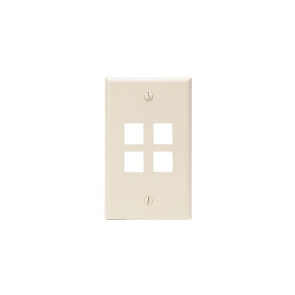 Leviton 4 Port Wallplate In Light, Almond 41080-4TP